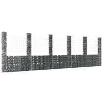 U-shape Gabion Basket with 8 Posts Iron 860x20x150 cm