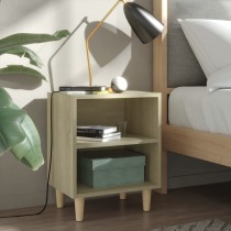 Bed Cabinet with Solid Wood Legs Sonoma Oak 40x30x50 cm