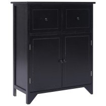 Side Cabinet Black 60x30x75 cm Paulownia Wood