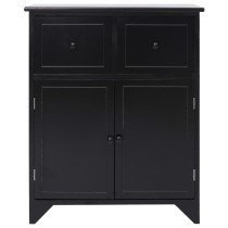 Side Cabinet Black 60x30x75 cm Paulownia Wood