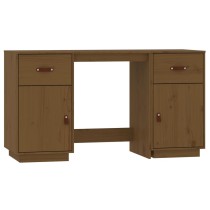 Desk with Cabinets Honey Brown 135x50x75 cm Solid Wood Pine