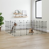 28-Panel Pet Cage with Door Black 35x35 cm Steel