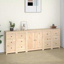 Sideboard Grey 230x35x80 cm Solid Wood Pine