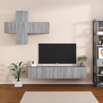 7-tlg. TV-Schrank-Set Schwarz Holzwerkstoff