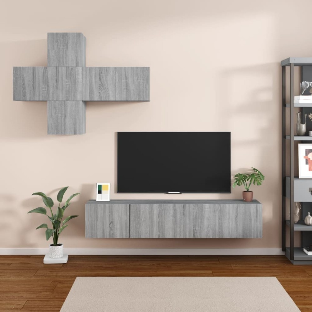 7-tlg. TV-Schrank-Set Schwarz Holzwerkstoff