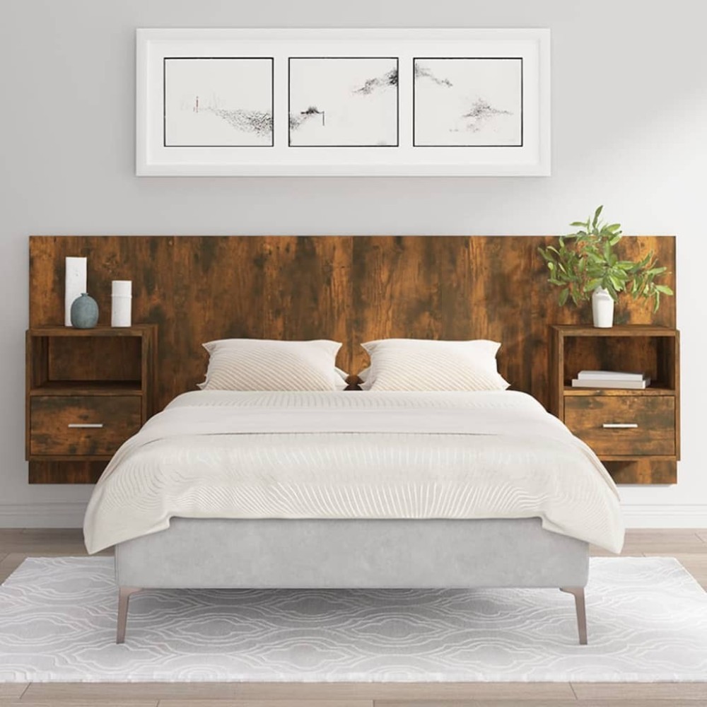 Bed Headboard with Cabinets Sonoma Oak Engineered Wood