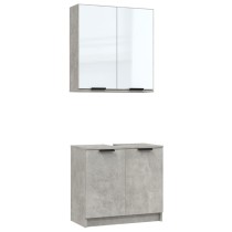 2 Piece Bathroom Cabinet Set High Gloss White Engineered Wood