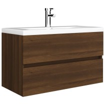 Sink Cabinet with Built-in Basin Brown Oak Engineered Wood