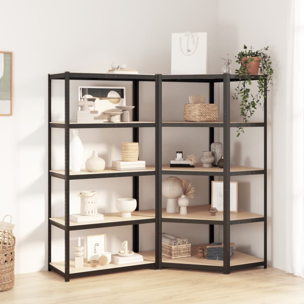 5-Layer Heavy-duty Shelves 3 pcs Silver Steel&Engineered Wood