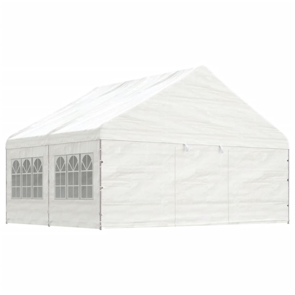 Pavillon mit Dach Weiß 20,07x5,88x3,75 m Polyethylen