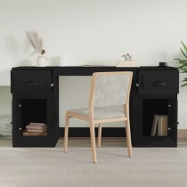 Desk with Cabinet Brown Oak Engineered Wood