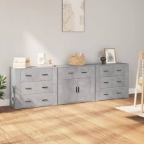 Sideboards 3 pcs Concrete Grey Engineered Wood