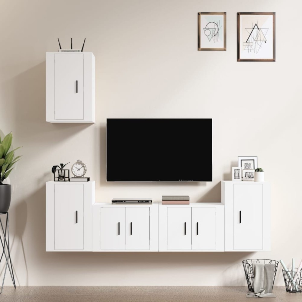 5 Piece TV Cabinet Set Smoked Oak Engineered Wood
