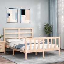 Bed Frame with Headboard Double Solid Wood