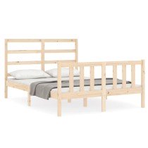 Bed Frame with Headboard Double Solid Wood