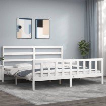 Bed Frame with Headboard Double Solid Wood