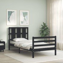 Bed Frame with Headboard 140x190 cm Solid Wood