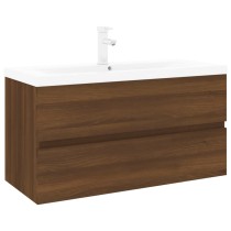 Sink Cabinet with Built-in Basin Brown Oak Engineered Wood