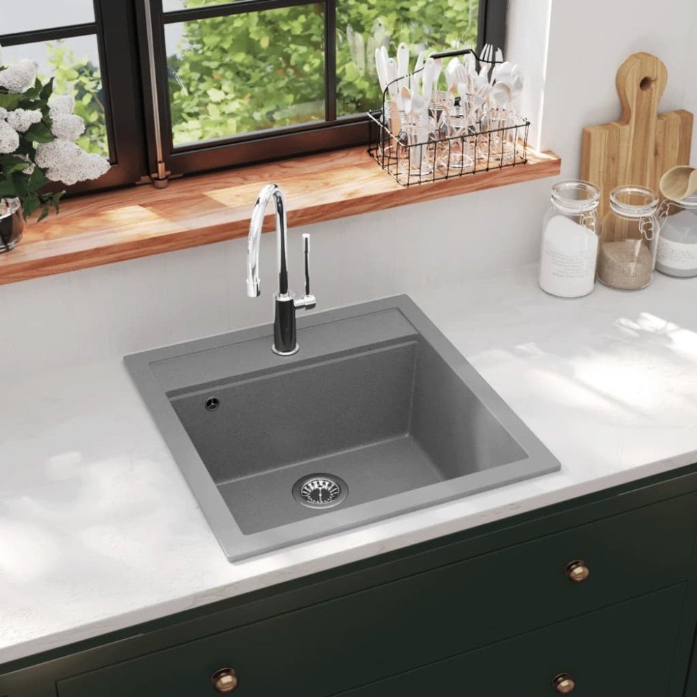 Granite Kitchen Sink Single Basin Black