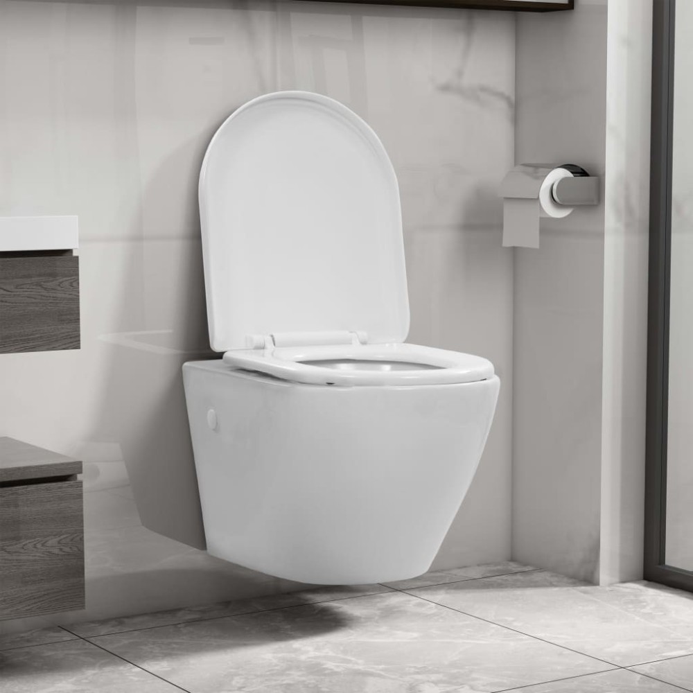 Wall Hung Rimless Toilet Ceramic Black