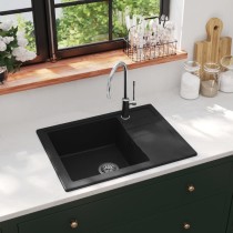 Kitchen Sink with Overflow Hole Oval Grey Granite