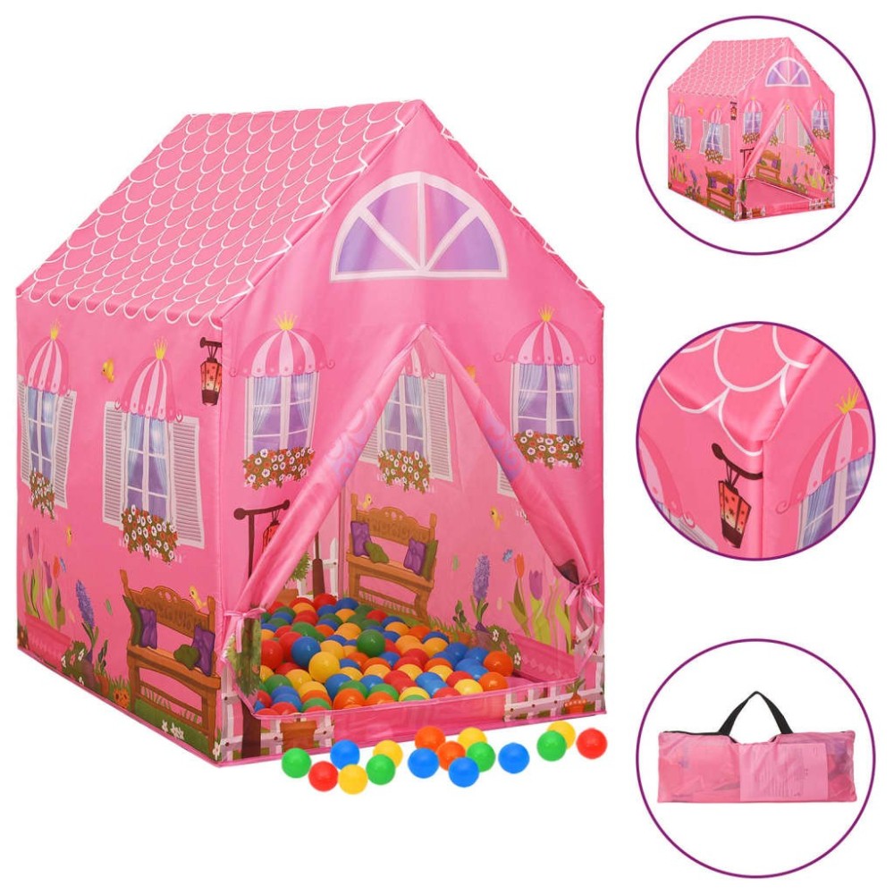 Children Play Tent with 250 Balls Pink 69x94x104 cm