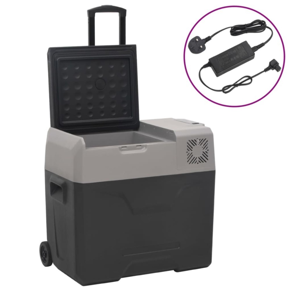 Cool Box with Wheel and Handle Black&Grey 40 L Polypropylene