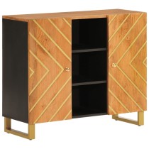 Side Cabinet Brown and Black 90x33.5x75 cm Solid Wood Mango