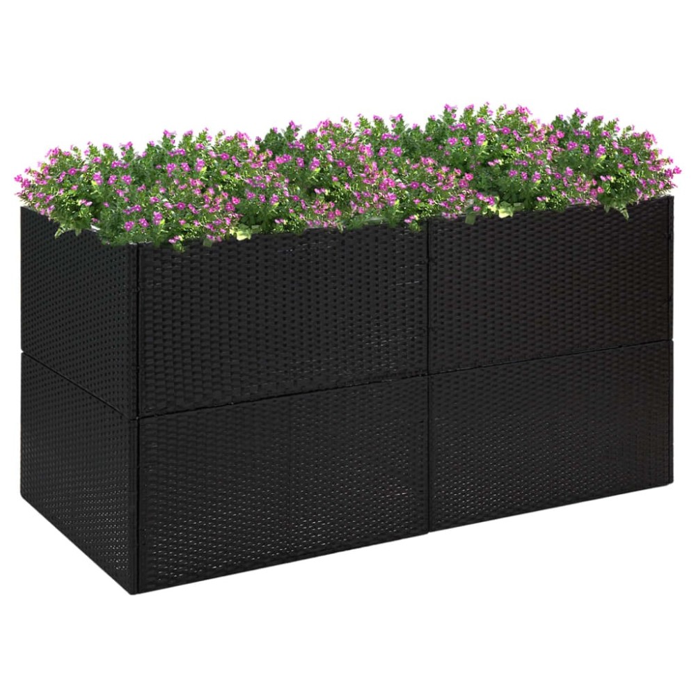 Garden Planter Black 80x80x40 cm Poly Rattan