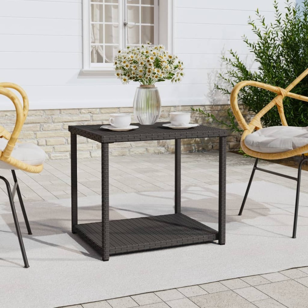 Side Table Brown 55x45x49 cm Poly Rattan
