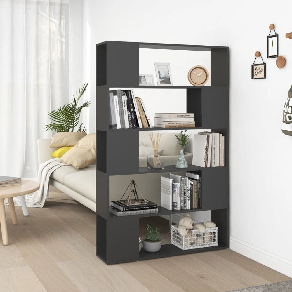 Bücherregal Raumteiler Betongrau 100x24x155 cm Holzwerkstoff
