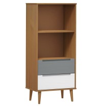 Bookcase MOLDE Grey 60x35x133,5 cm Solid Wood Pine