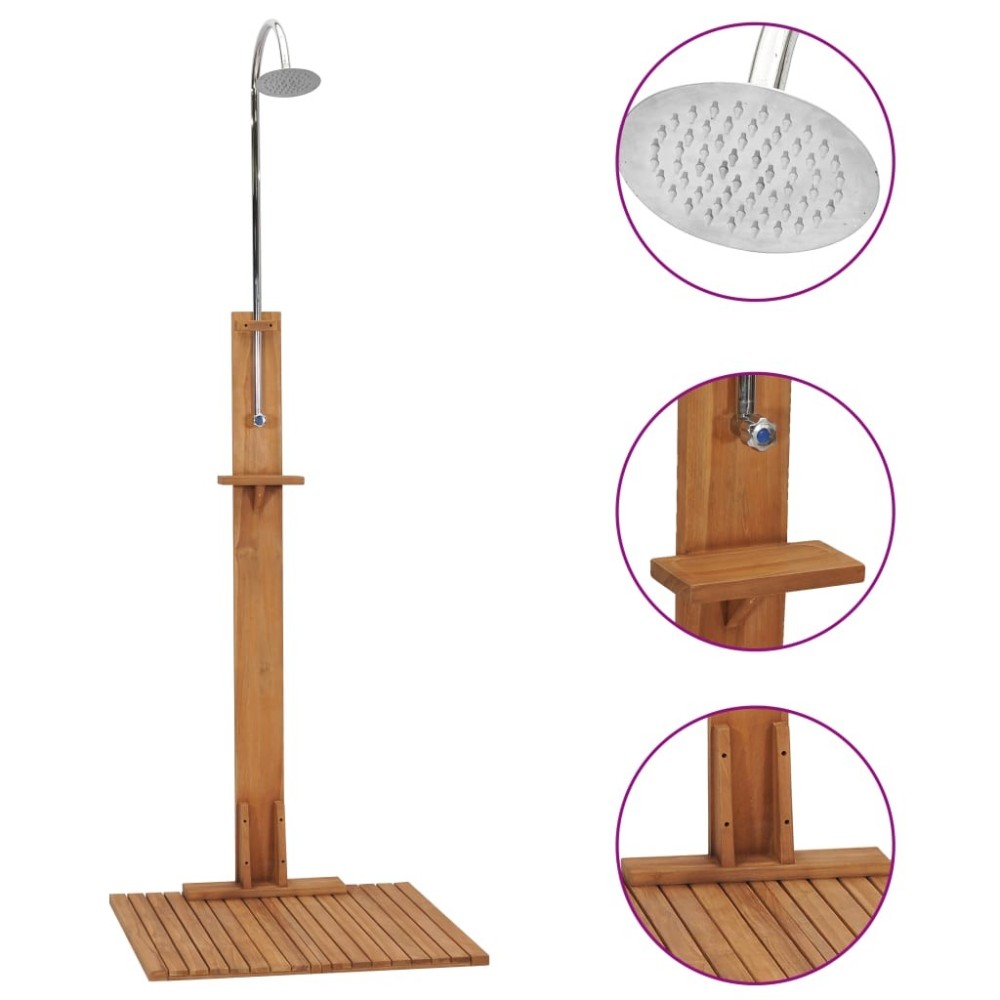 Garden Shower 75x75x210 cm Solid Teak Wood