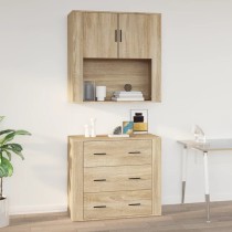 Wall Cabinet Smoked Oak 80x33x80 cm Engineered Wood