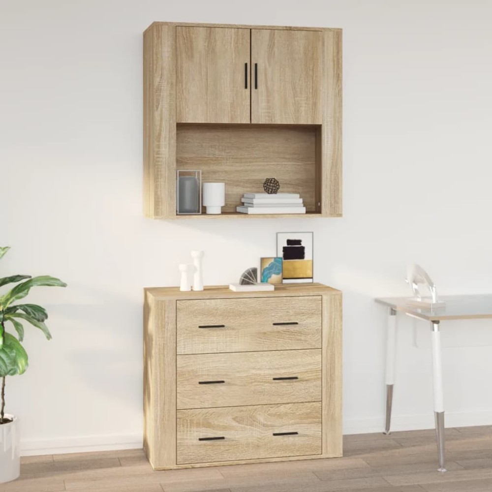 Wall Cabinet Smoked Oak 80x33x80 cm Engineered Wood