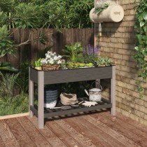 Garden Raised Bed with Shelf 100x50x90 cm WPC Grey