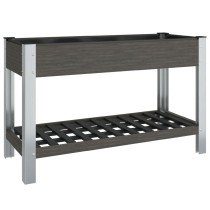 Garden Raised Bed with Shelf 100x50x90 cm WPC Grey