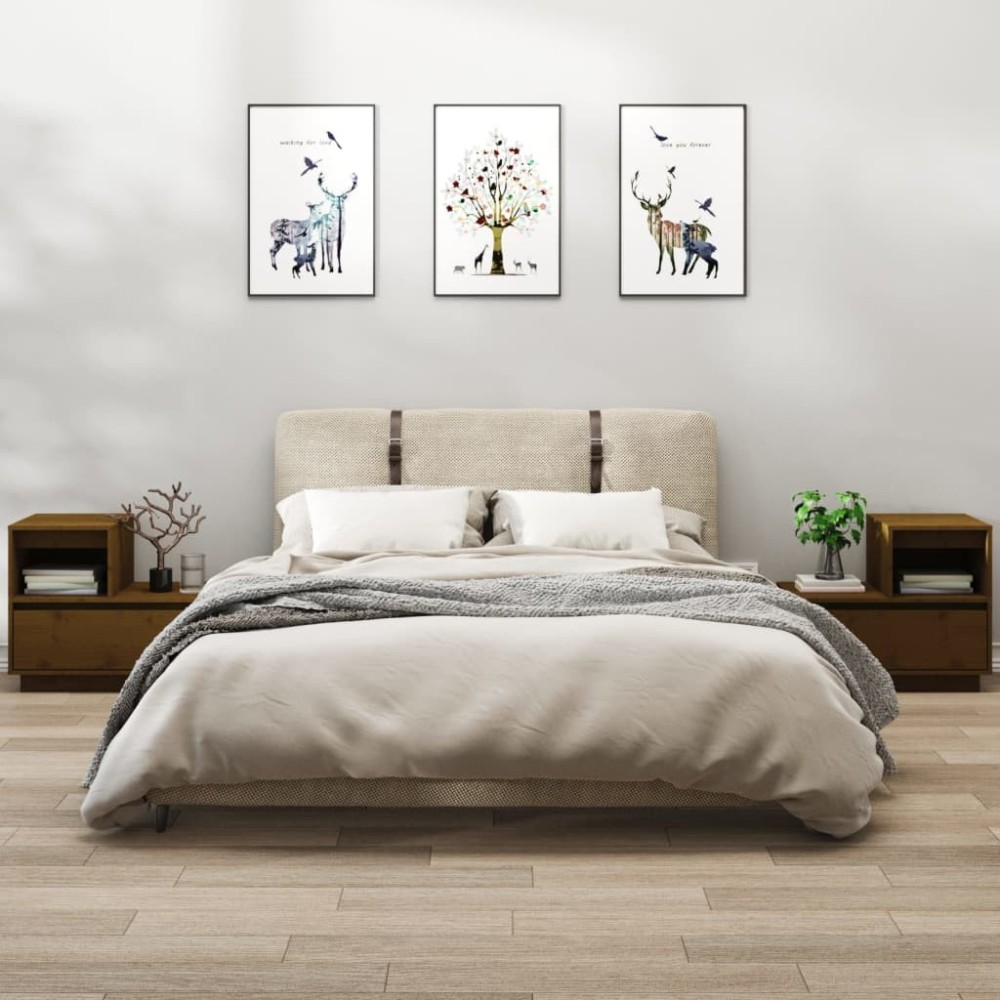 Bedside Cabinets 2 pcs White 60x34x51 cm Solid Wood Pine