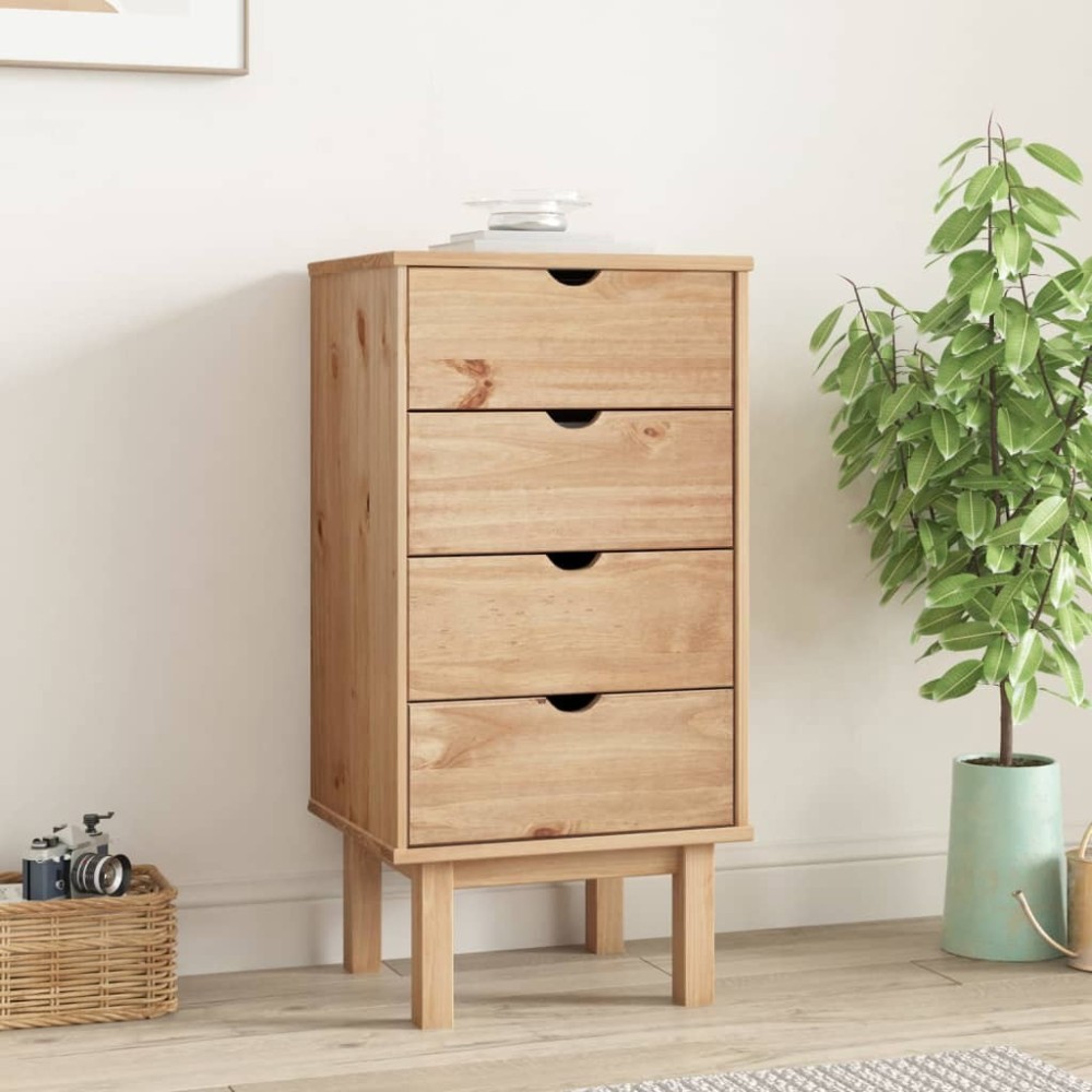 Drawer Cabinet OTTA Brown&Grey 46x39.5x90cm Solid Wood Pine