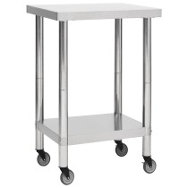 Kitchen Work Table with Wheels 60x30x85 cm Stainless Steel