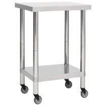 Kitchen Work Table with Wheels 60x30x85 cm Stainless Steel