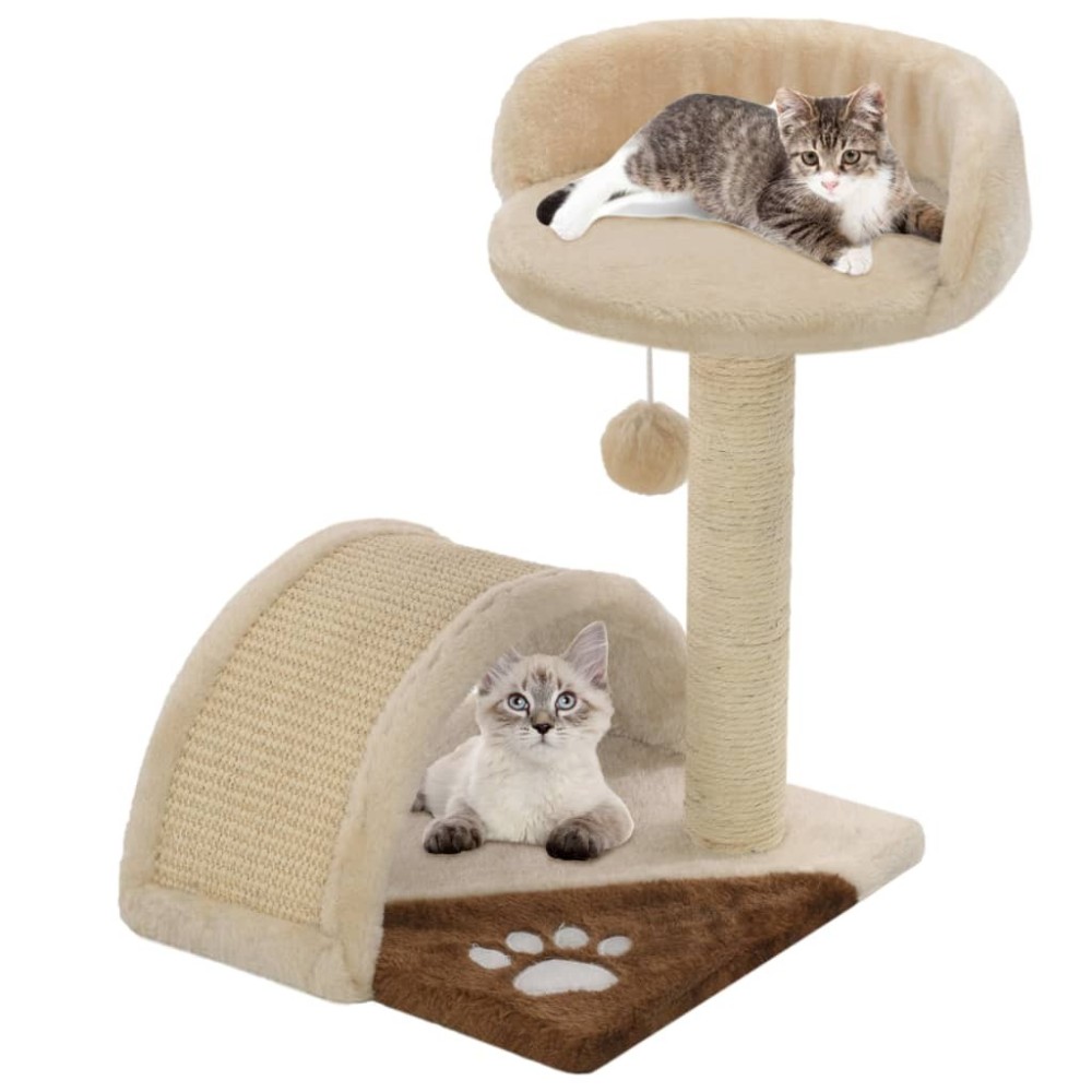 Cat Tree with Sisal Scratching Post 40 cm Beige and Brown