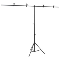T-Shape Background Stand Black 151x60x(70-200) cm