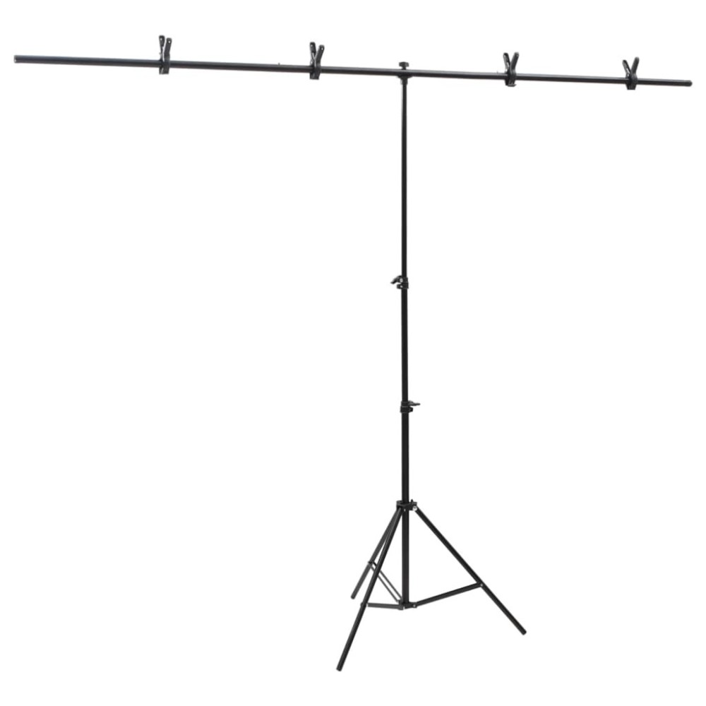 T-Shape Background Stand Black 151x60x(70-200) cm
