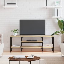 TV-Schrank Räuchereiche 100x35x45 cm Holzwerkstoff & Eisen