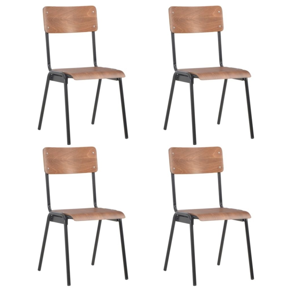 Dining Chairs 2 pcs Brown Solid Plywood Steel