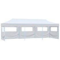 Folding Pop-up Party Tent with 5 Sidewalls 3x9 m White