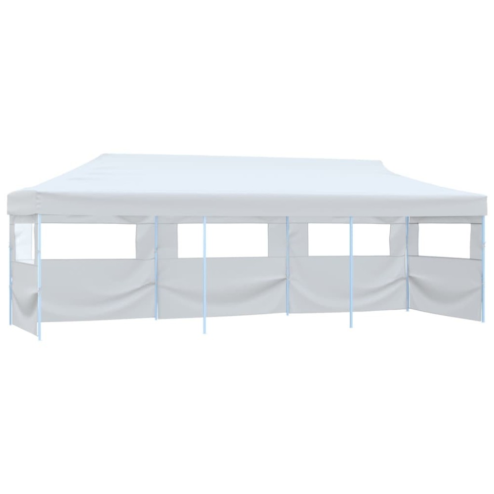 Folding Pop-up Party Tent with 5 Sidewalls 3x9 m White