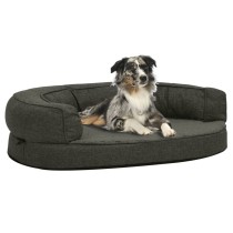 Ergonomic Dog Bed Mattress 90x64 cm Linen Look Fleece Grey