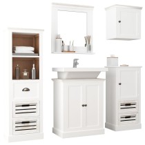 5 Piece Bathroom Furniture Set Solid Wood White